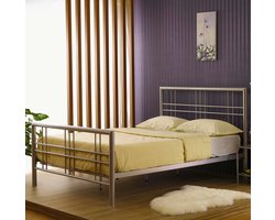 Metalen Tweepersoonsbed Pato 160x200 - Poldimar - Tweepersoons bedkader - Zilver - Metaal Tweepersoons Normaal bed