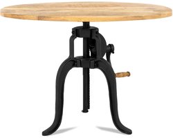 Metalen verstelbare eetkamer tafel - Mango houten blad - Diameter 75 cm