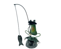 Metalen vissende kikker Otto XL 40 cm