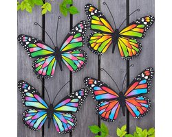 Metalen Vlinder Decoratie - Wanddecoratie Vlinders - Tuin Aankleden - Roestbestendig IJzer - 167 cm Breed - Multicolor