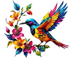 Metalen Vogel Wanddecoratie - Bloemrijke Vogel Tuindecoratie - Metalen Vogeldecoratie voor Buiten - Muurhanger - Kleurrijke Tuindecoratie met Bloemenmotief - Wanddecoratie voor Tuin en Terras - Multicolor
