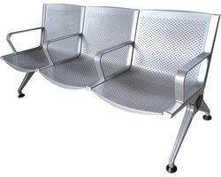 Metalen Wachtbank - Stalen Bank - Professioneel Gebruik - Geperforeerd Plaatstaal - 175x68x77 cm - Zilver