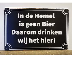Metalen wandbord- In de hemel is geen bier - Mancave - Wand Decoratie - Metal sign - Mancave decoratie - Decoratie - Metalen borden - Tekst borden - Metalen bord