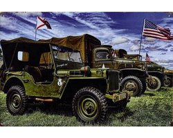 Metalen wandbord Leger voertuigen Army - 20 x 30 cm