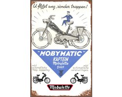 Metalen Wandbord MOBYLETTE KAPTEIN, Maat 20x30 cm Leuk voor in je Man/Woman Cave, Decoratie, Woonaccessoires, ManCave, WomanCave, Serre, Overkapping, Bar etc.