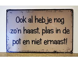 Metalen wandbord- Plas in de pot - tekstbord - Mancave - Wand Decoratie - Metal sign - Mancave decoratie - Decoratie - Metalen borden - Tekst borden - Metalen bord