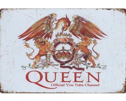 Metalen wandbord Queen youtube - 20 x 30 cm