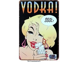 METALEN WANDBORD - WODKA - VODKA - ALCOHOL CARTOON - WANDDECORATIE - RECLAMEBORD - MUURPLAAT - VINTAGE - RETRO - TEKST - DECORATIEBORD - NOSTALGIE ART - 30x20 cm - TH Commerce® - nr 7488