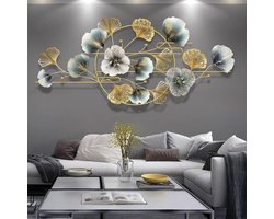 Metalen wanddecoratie, 3D wanddecoratie muurschilderingen, 3D metalen wanddecoratie blad, metalen ginkgo bladeren wandsculpturen, for thuis woonkamer