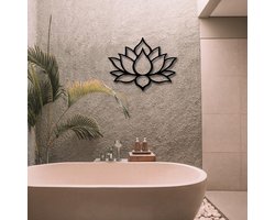 Metalen Wanddecoratie Lotus | Wanddecoratie van metaal | 58x75cm(LxB) | Kunst van Staal | Lotus | Metalen wanddecoratie | Zwart metaal | Gezwart staal | Tuindecoratie | Modern | Industrieel | Wall art | Gratis verzending