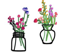 Metalen wanddecoratie met 2 bloemen voor boerderijstijl - Rustiek design voor badkamer en eetkamer - Minimalistische huisdecoratie - Unieke housewarmingcadeaus