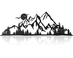 Metalen Wanddecoratie met Berglandschap - Rustieke Kunst voor Thuis