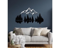 metalen wanddecoratie-Muurdecoratie-Wanddecoratie-Natuur-Landschap-Bergen-Bomen-70*50cm-Wanddecoratie Metaal