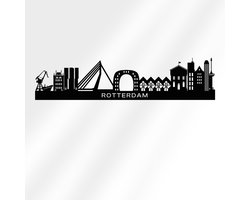 Metalen Wanddecoratie Rotterdam Skyline – Iconen van de Stad in 2mm Staal – 80x19cm