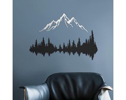 Metalen Wanddecoratie Set - Bergketen en Bos - Rustieke Zwarte Huisdecoratie