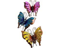 Metalen Wanddecoratie - Tuindecoratie Set - Buiten Verfraaien - Weerbestendig Ontwerp - 3 Stuks - Multicolor