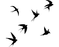 Metalen Wanddecoratie Vogels - Set van 6 - Zwart - Natuurlijke Sfeer