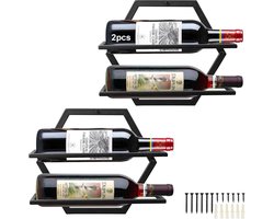 Metalen wandgemonteerde wijnhouder, Stemware Glass Reck, 2 stuks hangend glas wijnrek wandbehang rode wijnrek organizer met 3 steelglashouders voor thuis keuken bar displaydecoratie (BB)
