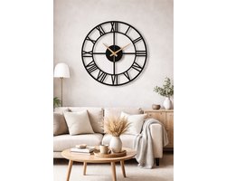 Metalen Wandklok-70cm-Klok met Romeinse cijfers-Klok met stil uurwerk-Hoogwaardig Staal Gepoedercoat