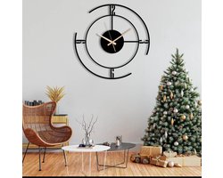 Metalen Wandklok-Wandklok Industrieel-Wanklok Modern-Wanklok met Stil Uurwerk-Staal-Gepoedercoat-50cm