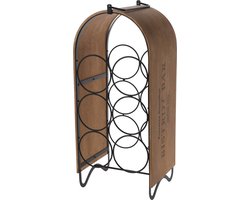 Metalen wijnflessen rek/wijnrek bistrot bar voor 6 flessen 21,5 x 18 x 49 cm - Wijnfles houder