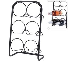 Metalen wijnflessen rek/wijnrek voor 6 flessen 22 x 14 x 38 cm - Wijnfles houder