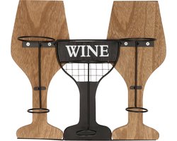 Metalen wijnflessen rek/wijnrek Wine voor 3 flessen 35 x 11 x 36 cm - Wijnfles houder