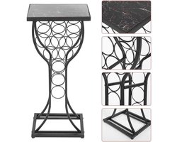 Metalen Wijnrek met Marmeren Afwerking voor 11 Flessen - Stijlvol Design voor Cocktailfeesten - Duurzaam en Elegant Ontwerp