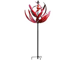 Metalen Wind Spinner - Tuindecoratie - Lotusbloem Ornament - 360 graden Draaibaar - Rood - Metalen Sculptuur - Geschikt voor Tuin en Patio - Verdikte Staaf - Windornament - Kleurrijk Design