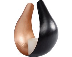 Metalen windlicht - koper -zwart - moderne vorm