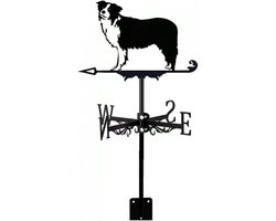 Metalen windwijzer, dakmontage weer windvaan richtingaanwijzer, buitenscène tuinornament voor schuur, boerderij, tuin, terrasdecoratie (bordercollie)