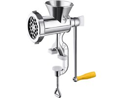 Metalen worstmolen met handslinger – een handgemaakt keukenhulpmiddel voor het kruiden van knoflook, het malen van vlees, chilisaus en handmatige verwerking (maat 5).