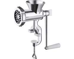 Metalen worstmolen met handslinger – een handgemaakt keukenhulpmiddel voor knoflook, gehakt en chilipoeder – een handmatige keukenmachine (maat 10).