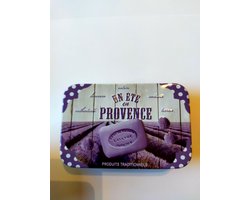 Metalen zeepblik met opdruk Un été en Provence – Vintage voorraadblik – Franse handzeep – Marseille zeep Marseillezeep