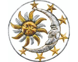 Metalen zon wanddecoratie - Leuke en kleurrijke decoratie voor tuin en binnen