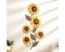 Metalen Zonnebloem Wanddecoratie voor Tuin en Thuis - Unieke Bloemen Wandkunst voor Woonkamer, Slaapkamer en Badkamer