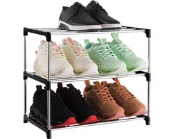 MetalenMetalen kleine schoenen rek schoenkast, drie lagen stapelbare schoenenrek, ruimtebesparende, geschikt voor ingang, deur en slaapkamer kasten