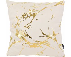 Metallic Marble Cream / Gold Kussenhoes | Velvet / Polyester | 45 x 45 cm