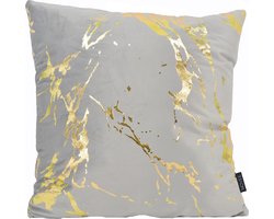 Metallic Marble Grey / Gold Kussenhoes | Velvet / Polyester | 45 x 45 cm