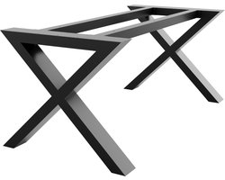 MetaloPro Belaga Extreme – Stalen Tafelonderstel in X-Vorm – Robuust Industrieel Ontwerp met Zwarte Poedercoating – Voor Grote Eet-, Werk- en Kantoortafels 200x80x72cm