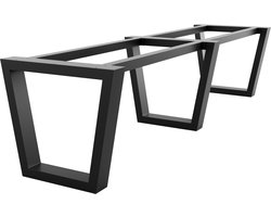 MetaloPro Tafelonderstel Atria Extreme Long - Zwart Robuust Metalen Frame voor Grote Eet- en Werktafels - Industriële Trapeziumvorm - Geschikt voor Huishoudens Kantoren en Restaurants 380x80x72cm