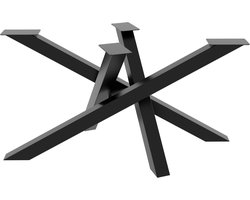 MetaloPro Tafelonderstel Mikado – Zwarte Stalen Kruisconstructie – Modern Industrieel Design Voor Eet-, Werk- En Vergadertafels 140x70x72cm