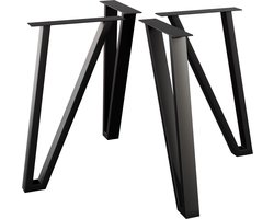 MetaloPro Tafelpoten Kentucky - 4x Zwarte Metalen Poten In Schuine Minimalistische V-Vorm Voor Een Moderne Eet-, Werk- En Vergadertafel
