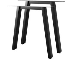 MetaloPro Tafelpoten Thusia Lite - 2x Zwarte Metalen Tafelpoten In Trapeziumvorm Voor Moderne Minimalistische Eet-, Werk- En Vergadertafels