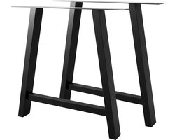 MetaloPro Tafelpoten Thusia Lite A - 2x Zwarte Metalen Tafelpoten In A-Trapeziumvorm Voor Moderne Eet-, Werk- En Vergadertafels