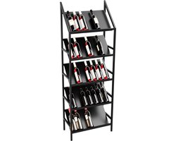 MetaloPro Wijnrek Bordeaux – Zwart Metalen Flessenrek Voor 35 Wijnflessen, Robuust Design, Ideaal Voor Keuken, Kelder Of Bar – 170x60x30cm