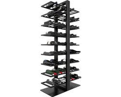 MetaloPro Wijnrek Corse – Zwart Metalen Flessenrek Voor 90 Wijnflessen, Robuust Design, Ideaal Voor Keuken, Kelder Of Bar – 170x80x30cm