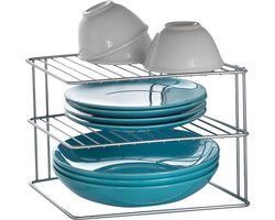 Metaltex - Bordenrek - Keukenkastrek - Zilvergrijs - 25x25x19 cm - 5 jaar garantie