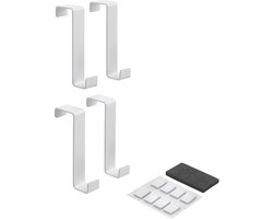 Metaltex - Deurhaak Set - 4 Stuks - Deurhaken - Wit met Antislip Pads - Ophanghaak - Voor 1,6 en 2,2 cm Deuren