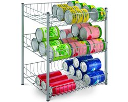 Metaltex - Dispenso - Rek voor 60 blikjes en flesjes - Keukenrek - Keuken Organizer - 40x31x45 cm - Zilvergrijs